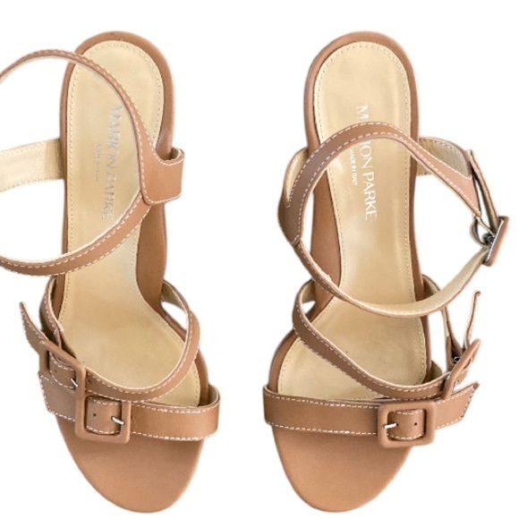 Marion Parke Lucy Ankle Strap Platform Sandal Leather Made in Italy in Caramel - Picture 3 of 11